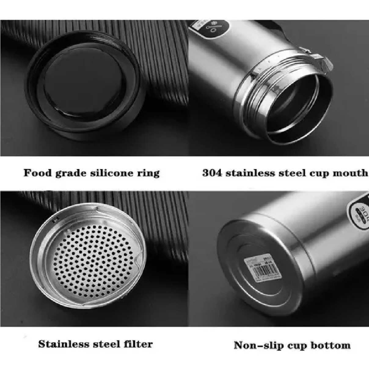 Termo Premium Acero Inoxidable 800ml Negro Rojizo