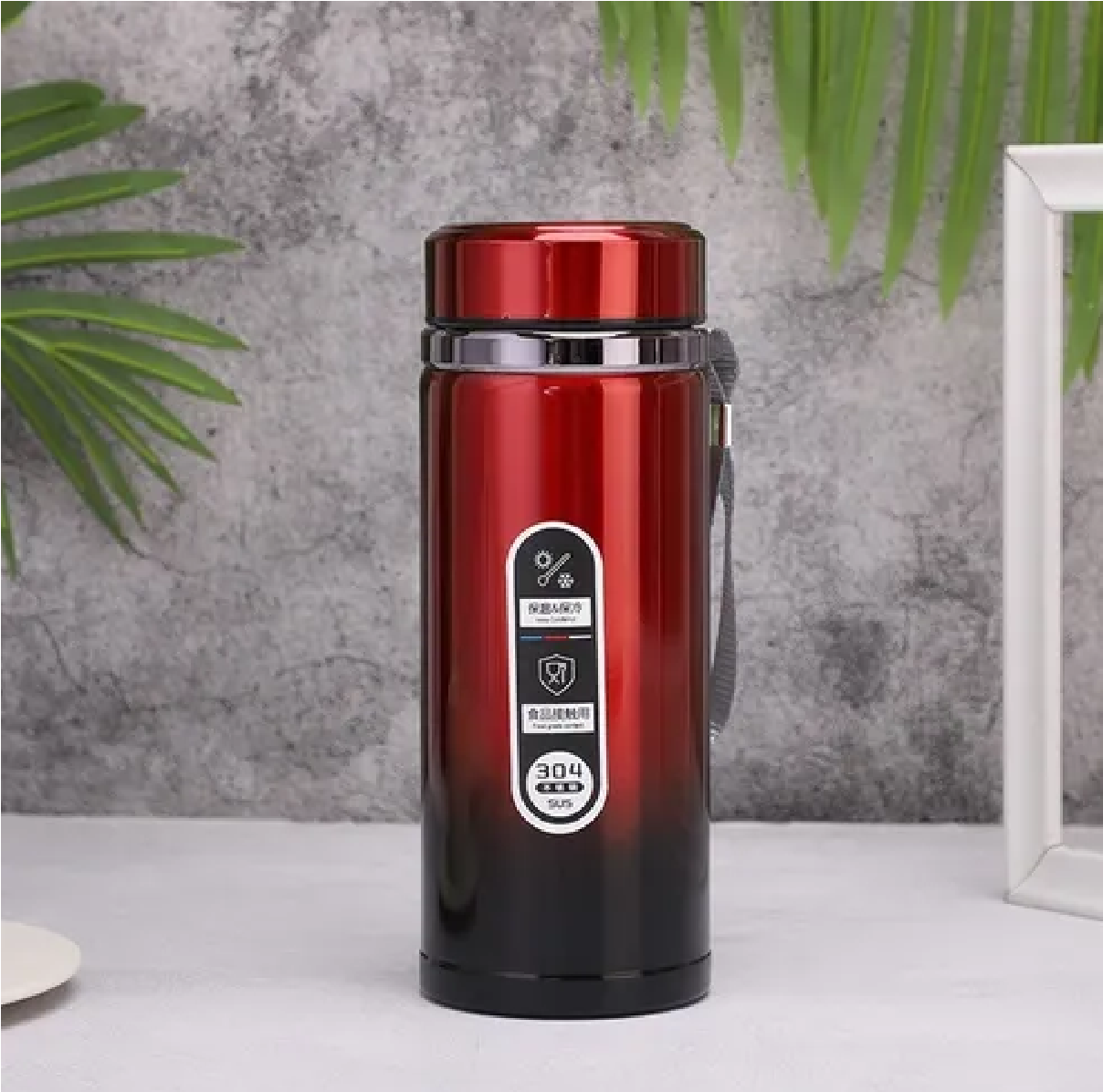 Termo Premium Acero Inoxidable 800ml Negro Rojizo