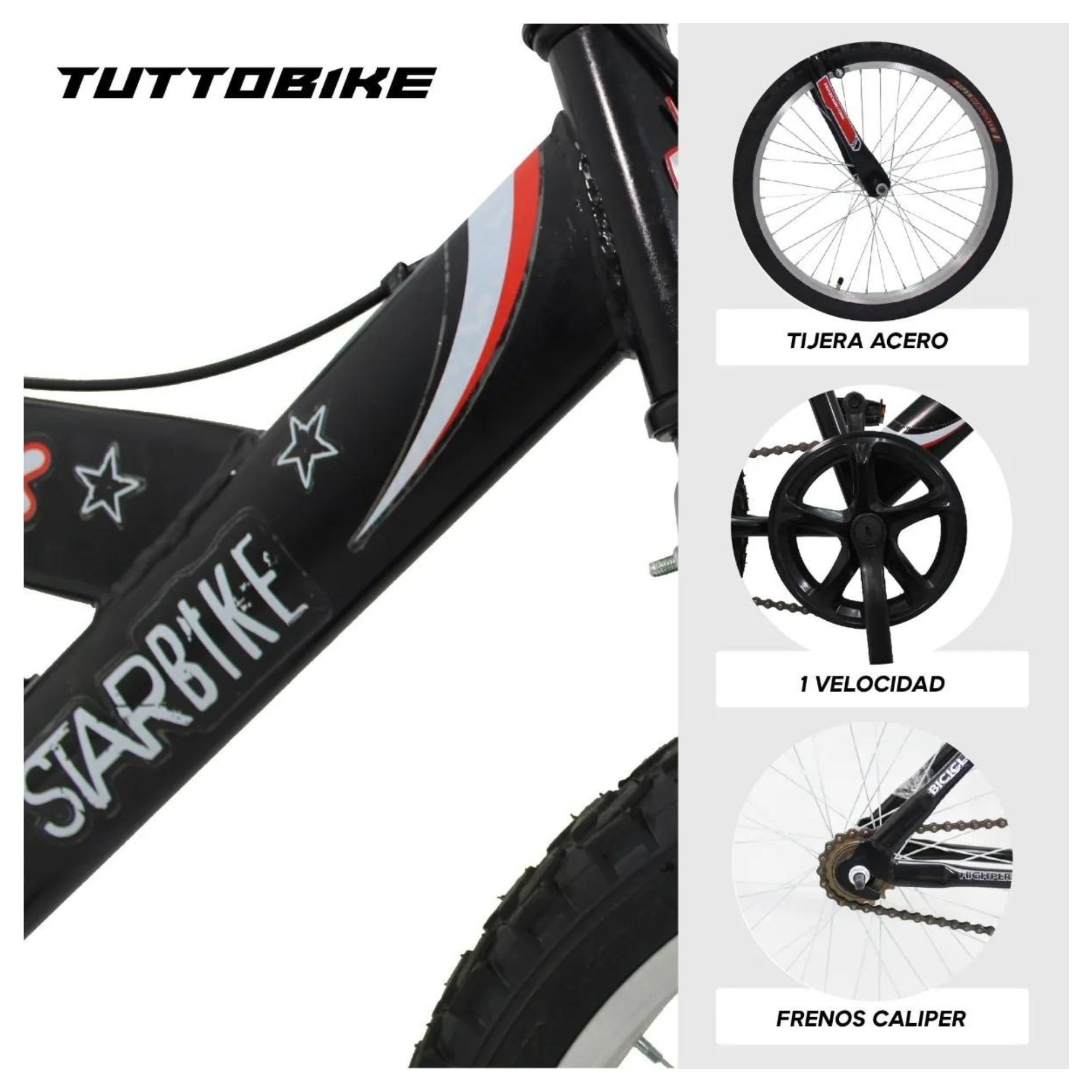 Bicicleta Monk Starbike Rodada 20 1 Velocidad R20 Negro