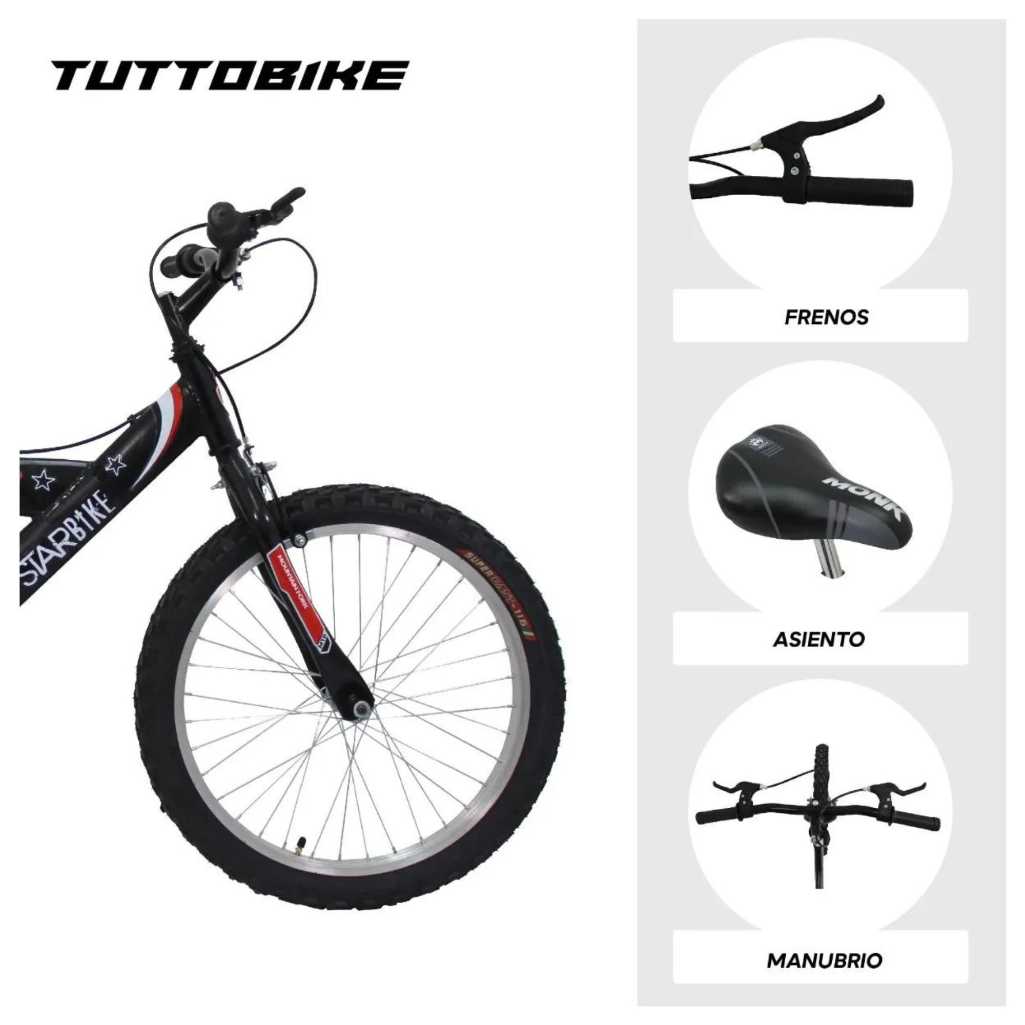 Bicicleta Monk Starbike Rodada 20 1 Velocidad R20 Negro