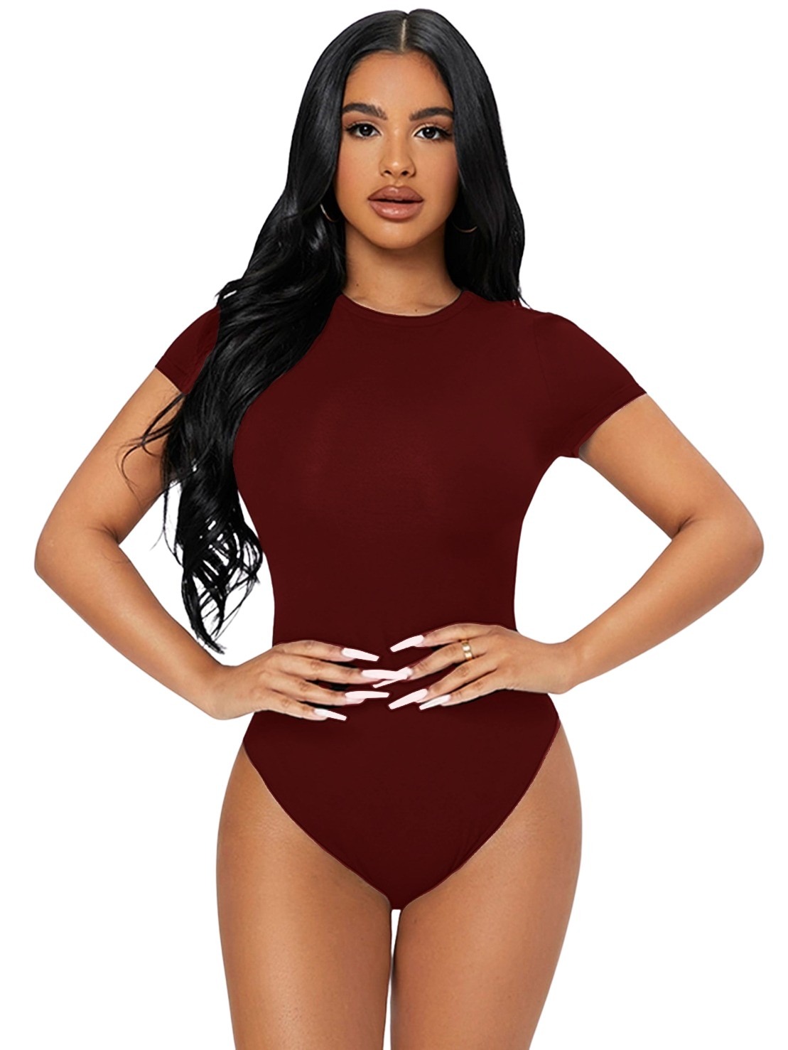 Body Basico Manga corta Pantiblusa lisa con broches corte calzon curvy