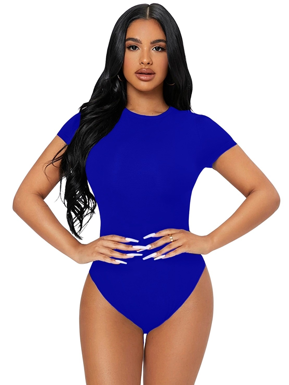 Body Basico Manga corta Pantiblusa lisa con broches corte calzon curvy