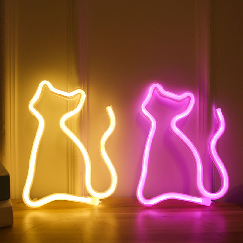 Lámpara de mesa decorativa Luz LED Neon gato