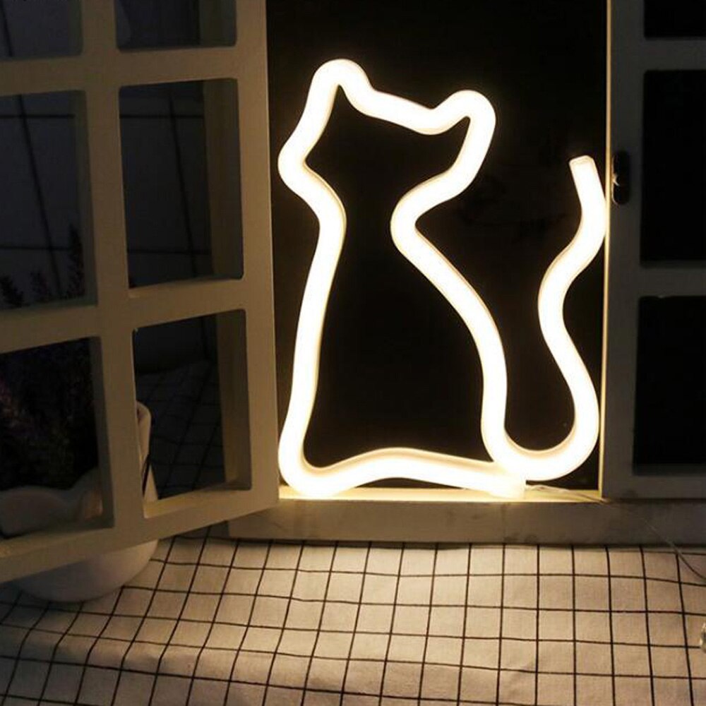 Lámpara de mesa decorativa Luz LED Neon gato