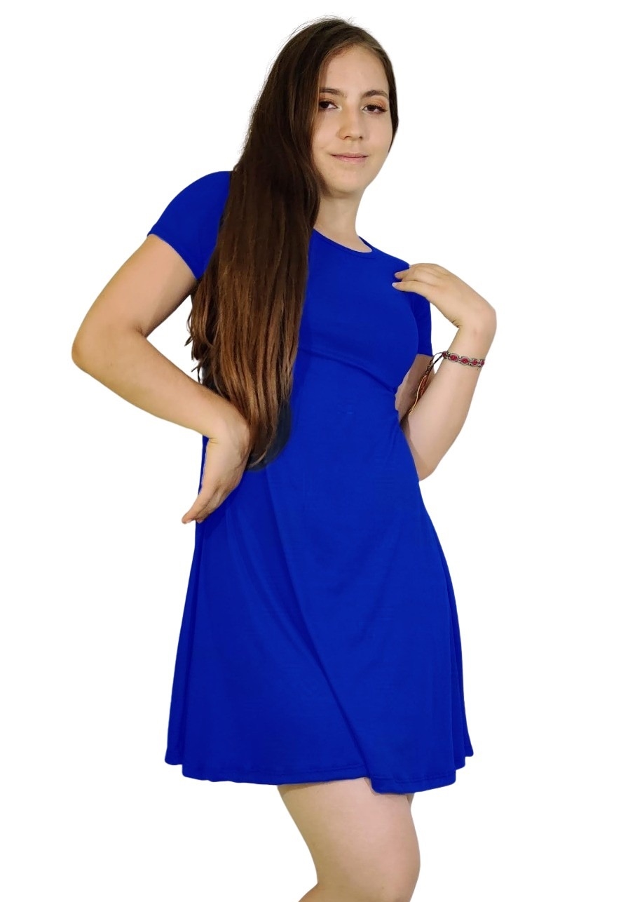 Vestido Aurora manga corta corte A campana holgado curvy