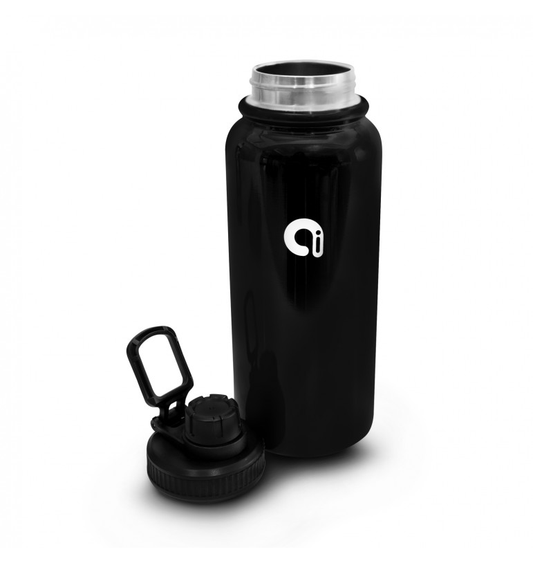 Botella de agua acero inoxidable negro 1 litro