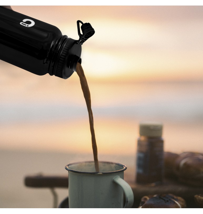 Botella de agua acero inoxidable negro 1 litro