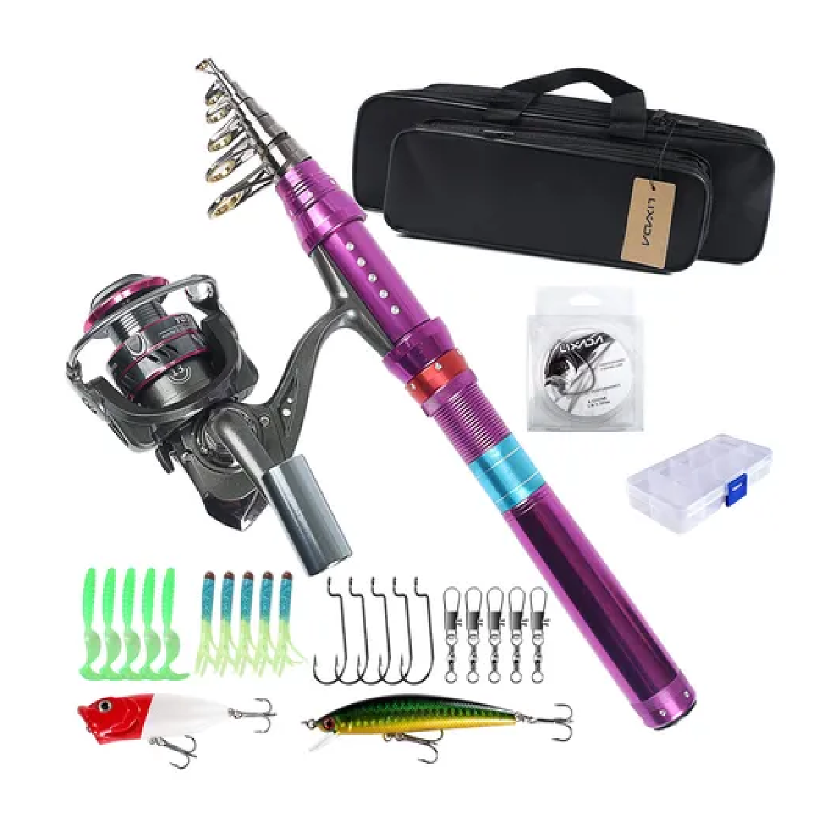 Kit Caña de Pescar Fishing Rod And Reel Fibra de Carbono