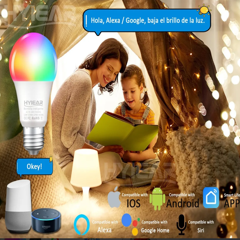 Foco Led Inteligente Rgbcw Wifi 9w Con Mando A Distancia para Alexa