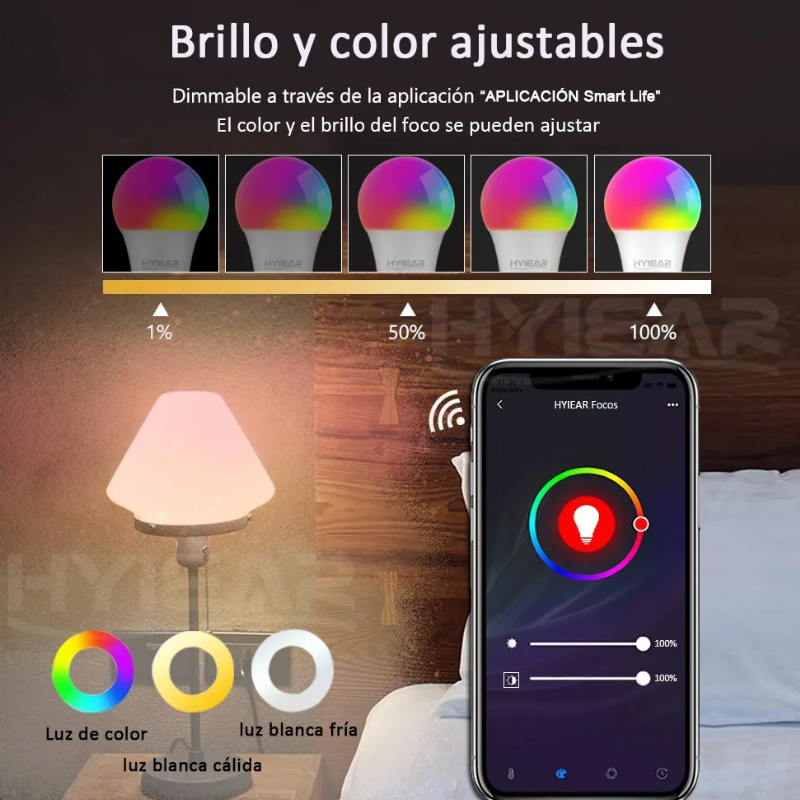 Foco Led Inteligente Rgbcw Wifi 9w Con Mando A Distancia para Alexa