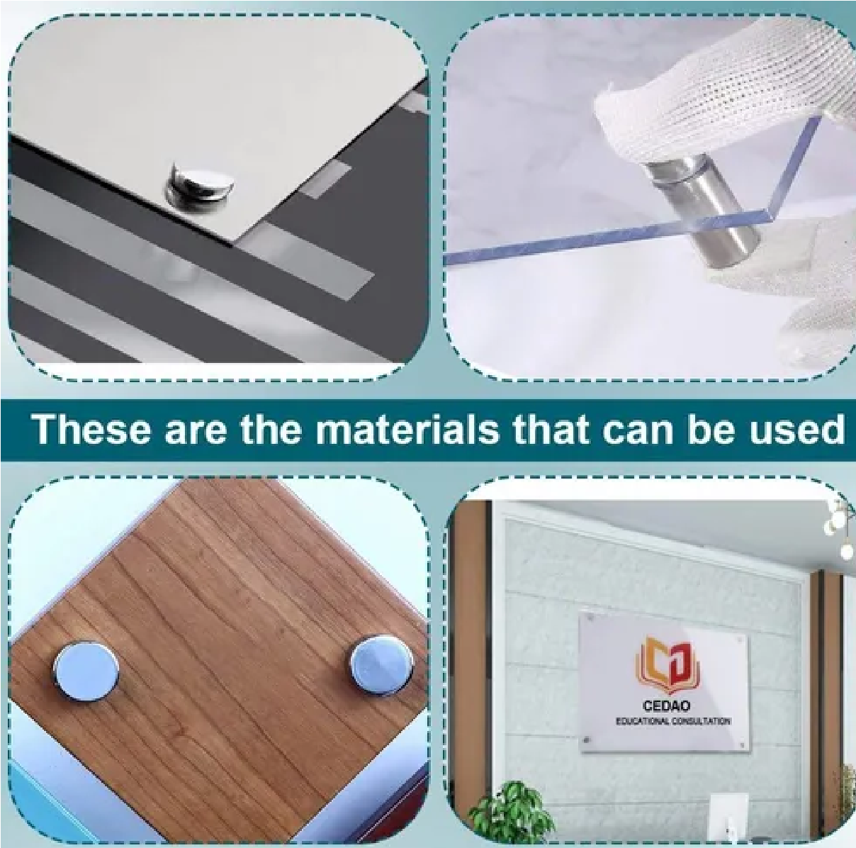 Set Chapetones De 19x25mm Para Montaje De Herrajes Vidrio