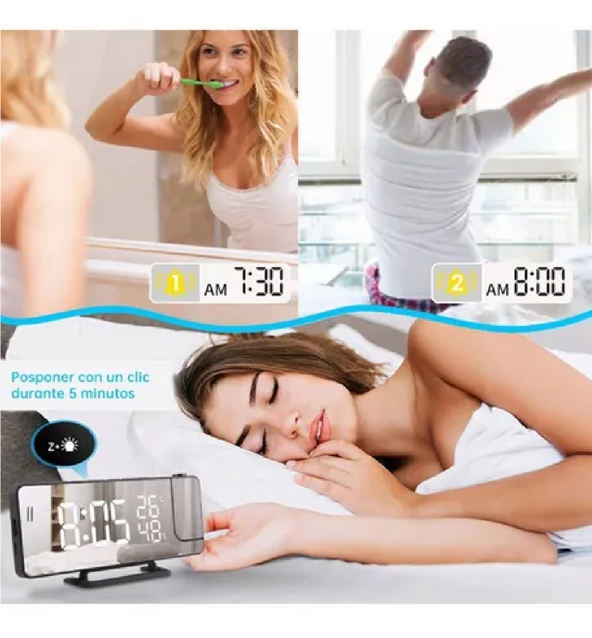 Reloj Despertador Digital De Proyección Para Led Radio Usb