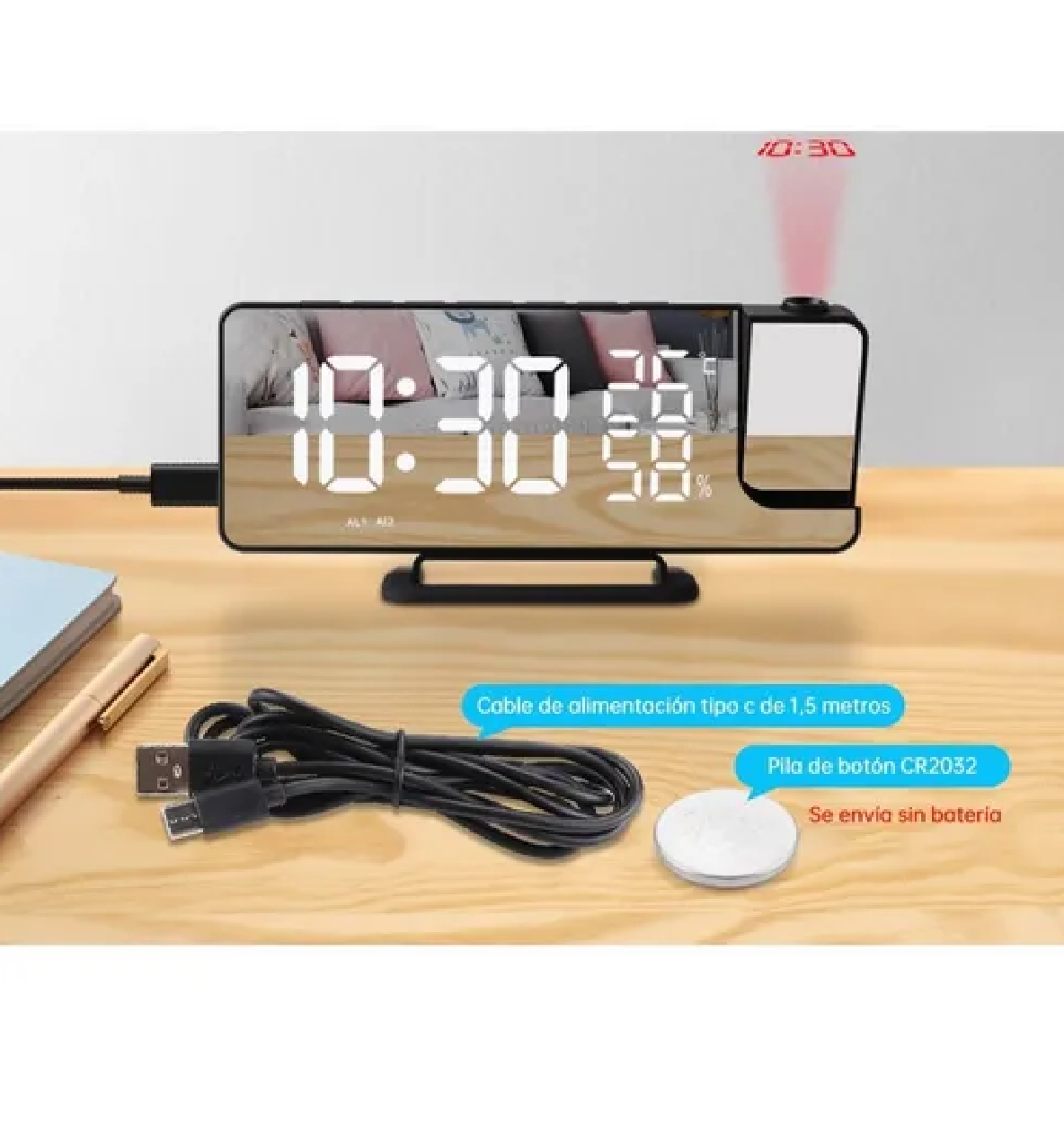 Reloj Despertador Digital De Proyección Para Led Radio Usb