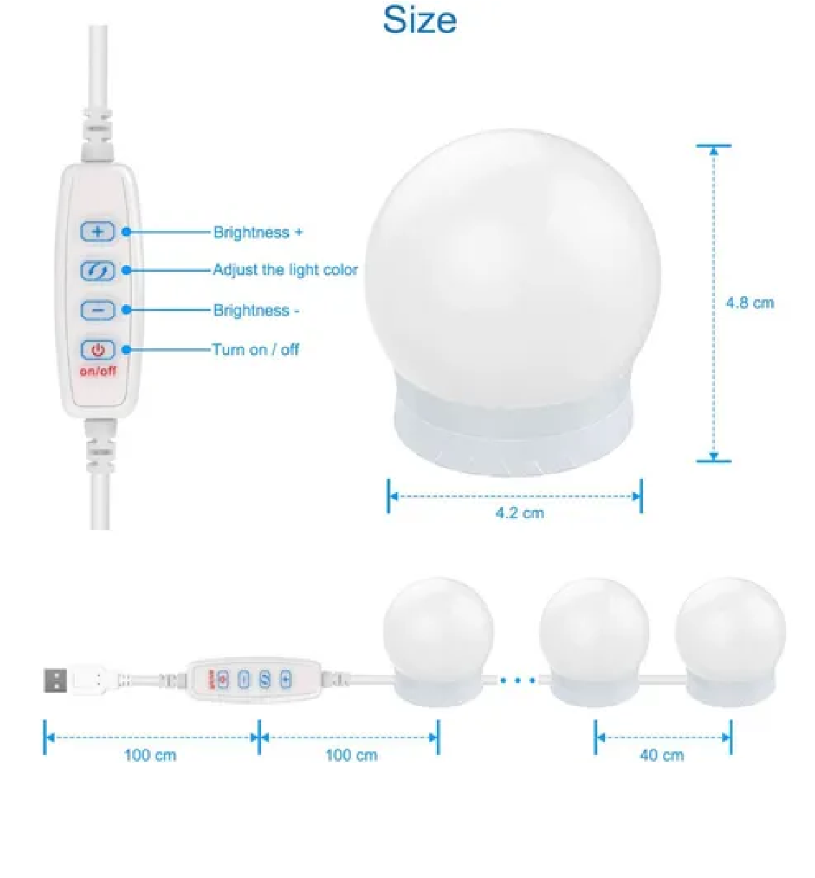 Luces Para Espejo Maquillaje Hollywood Con 10 Focos Led