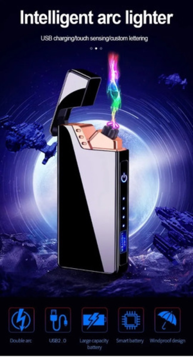 Encendedor Eléctrico Plasma USB Recargable Negro