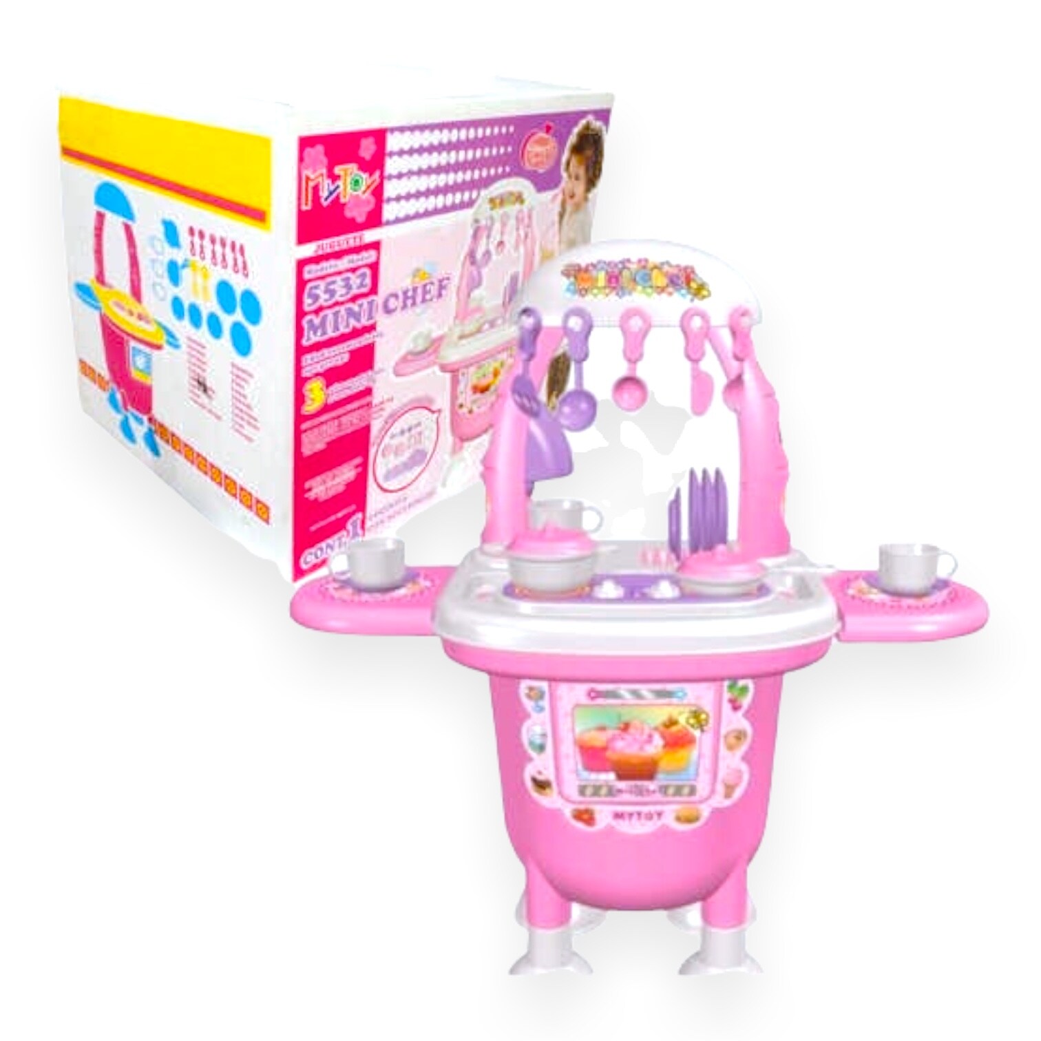 Cocina De Juguete Mini Chef Para Niños Mytoy Con Accesorios 5532 Rosa
