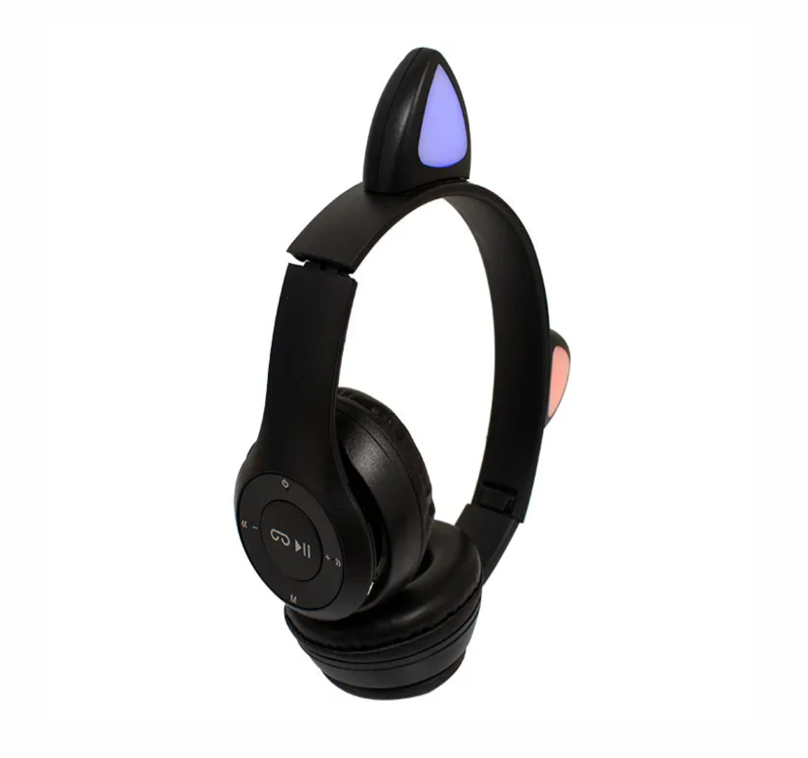 Audífonos gamer Bluetooth de diadema orejas de gato luz LED plegables y ajustables Micro SD Aux 3.5mm