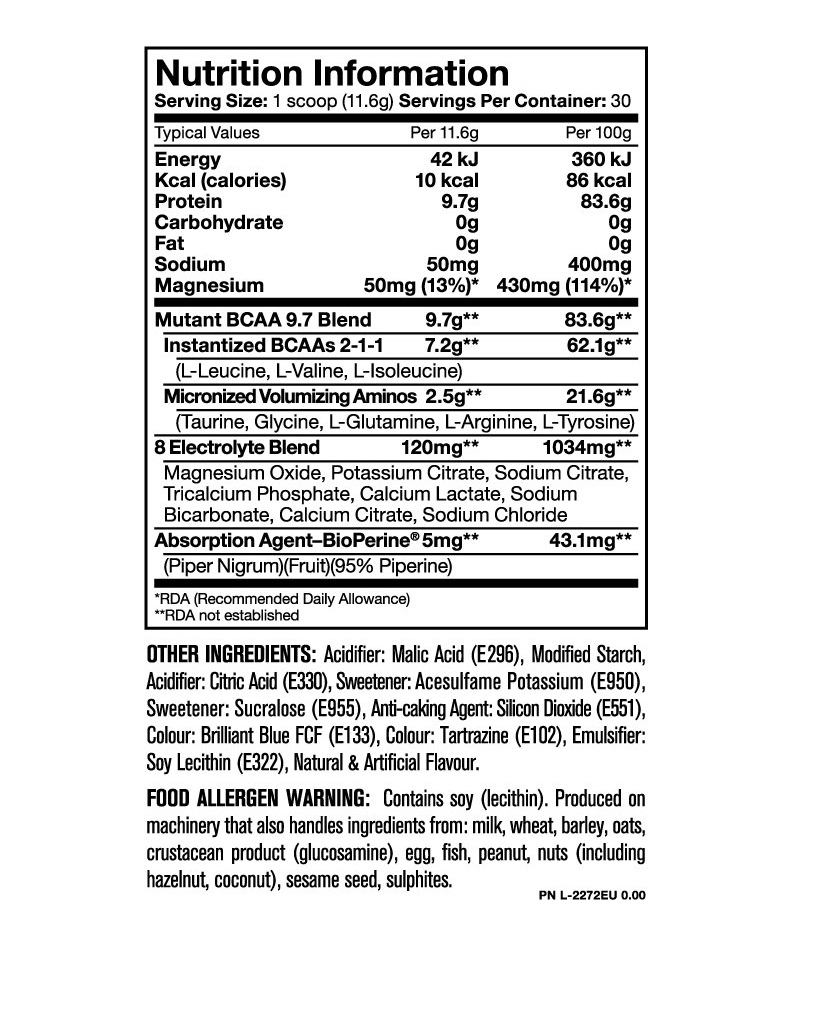 Bcaas Mutant  9.7 Aminoacidos 30 Servicios Ponche 