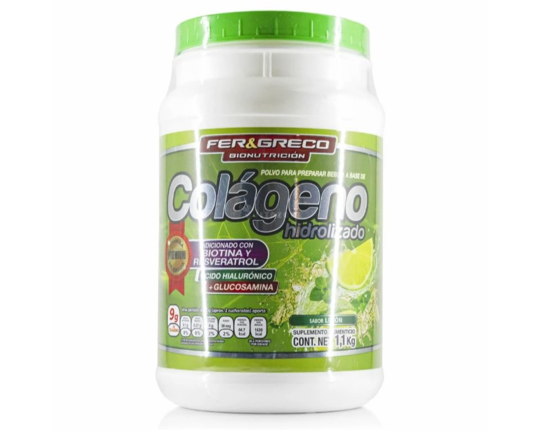 Suplemento En Polvo Fer & Greco Colágeno Hidrolizado Sabor Manzana Verde En Pote De 1.1kg