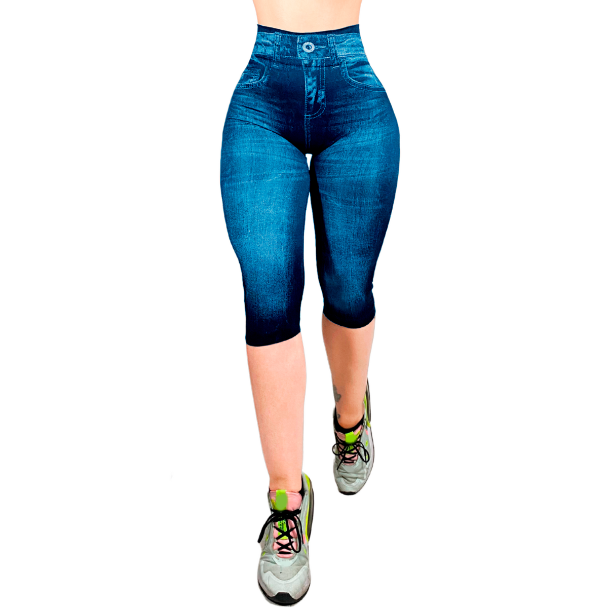 Legging Capri de Mujer Legins Lycra Malla Corta Pescador Diseño Mezclilla CAP-04