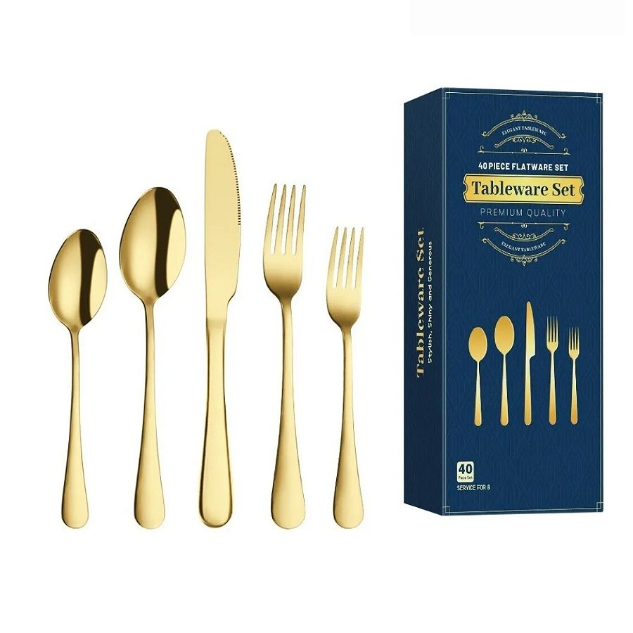 Juego De Cubiertos De Acero Inoxidable 40 Piezas dorado.