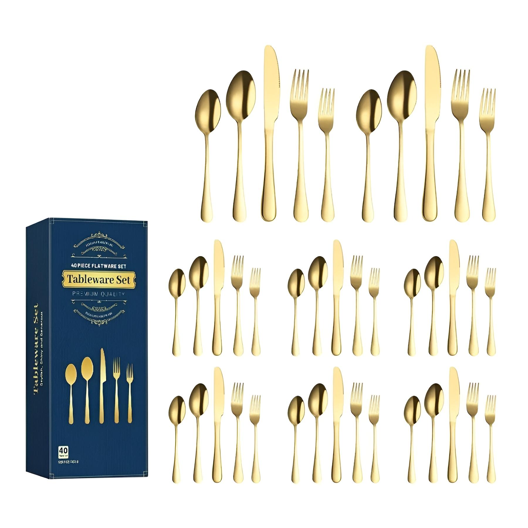 Juego De Cubiertos De Acero Inoxidable 40 Piezas dorado.