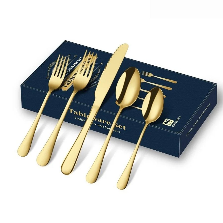 Juego De Cubiertos De Acero Inoxidable 40 Piezas dorado.