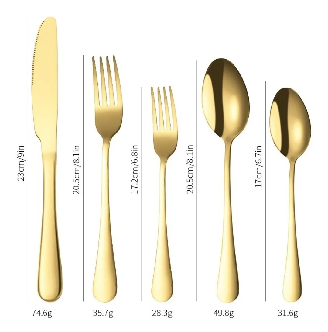 Juego De Cubiertos De Acero Inoxidable 40 Piezas dorado.