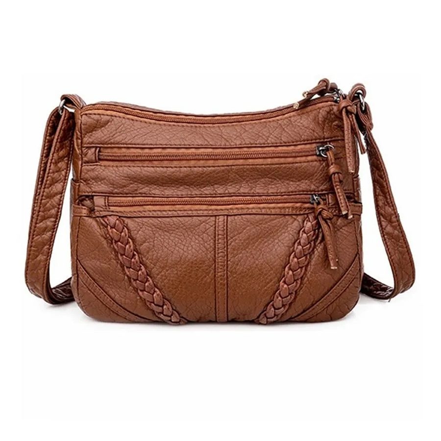 Bolsa Dama Suave Cuero Gran Capacidad Impermeable P/ Viaje