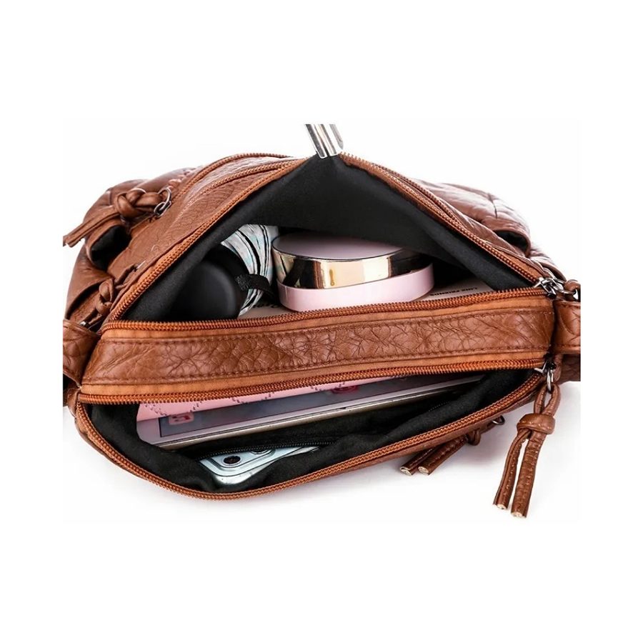 Bolsa Dama Suave Cuero Gran Capacidad Impermeable P/ Viaje