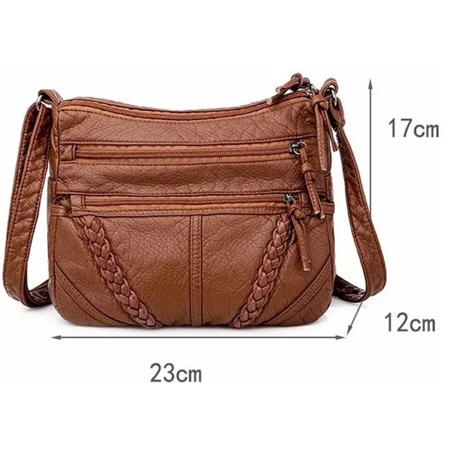 Bolsa Dama Suave Cuero Gran Capacidad Impermeable P/ Viaje