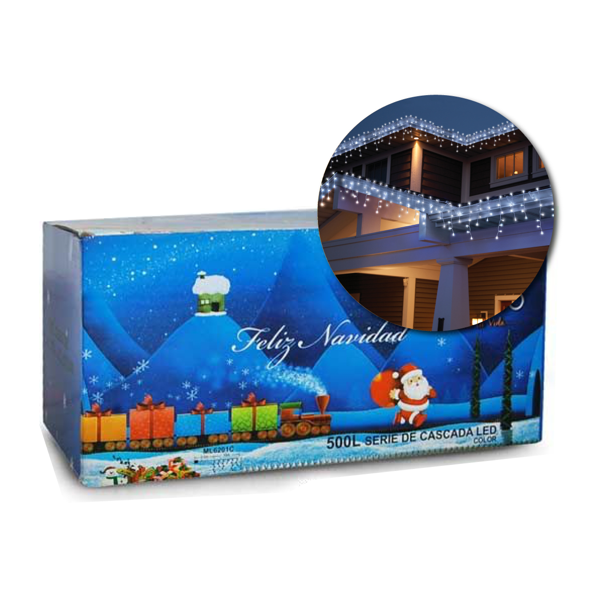 Serie Navideña Cascada Led 10 mts 500 Luces Navidad - Blanco Frio