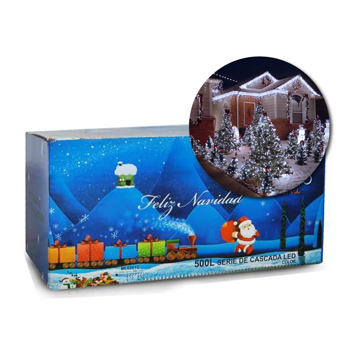 Serie Navideña Cascada Led 6 mts 300 Luces Navidad - Blanco Frio