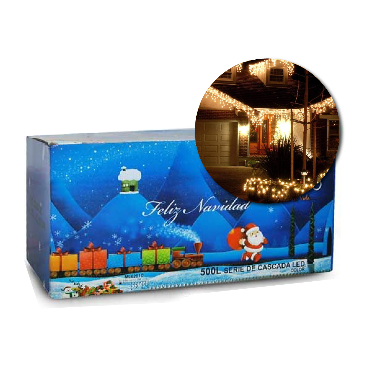 Serie Navideña Cascada Led 10 mts 500 Luces Navidad - Blanco Calido