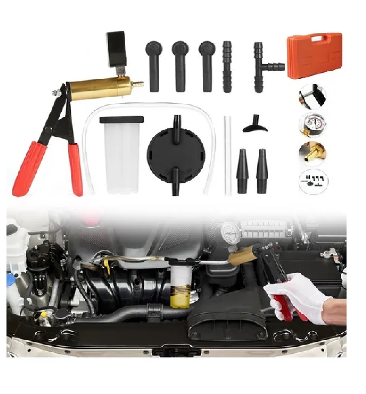 Compresor Para Auto Manómetro Manual Freno Y Bomba De Vacio
