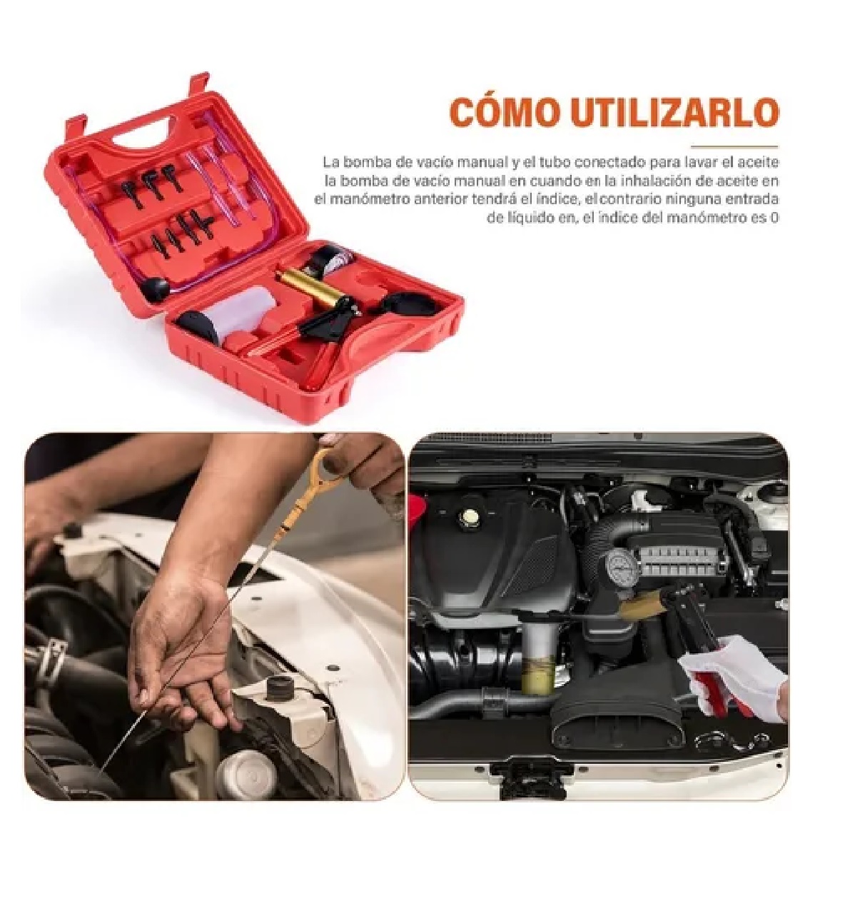 Compresor Para Auto Manómetro Manual Freno Y Bomba De Vacio