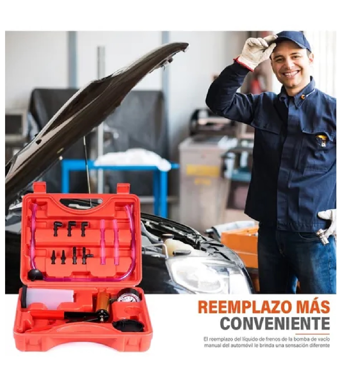 Compresor Para Auto Manómetro Manual Freno Y Bomba De Vacio