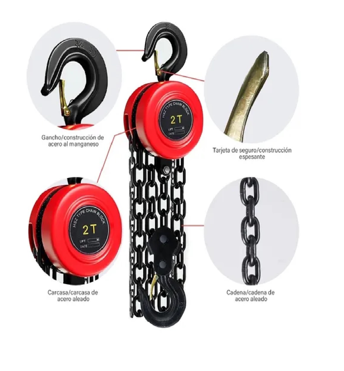 Polipastos Manuales Cadena 3 Metros Y Garrocha 2 Toneladas