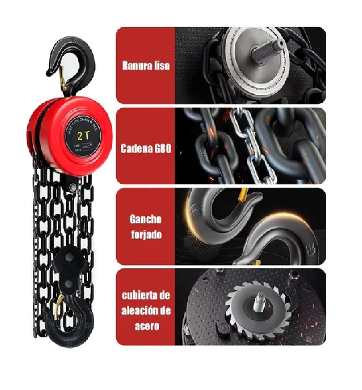 Polipastos Manuales Cadena 3 Metros Y Garrocha 2 Toneladas