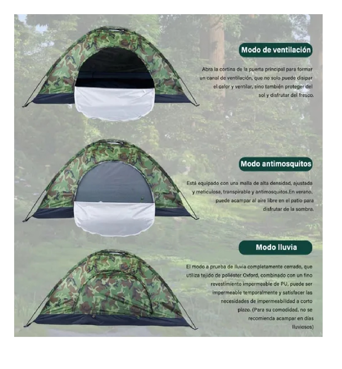 Tienda De Campaña Para 2 Personas Impermeable camuflaje