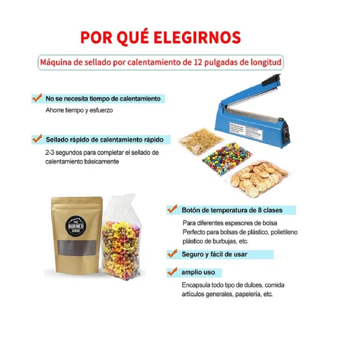 Máquina Selladora Térmica De Bolsas De Plástico De 20cm