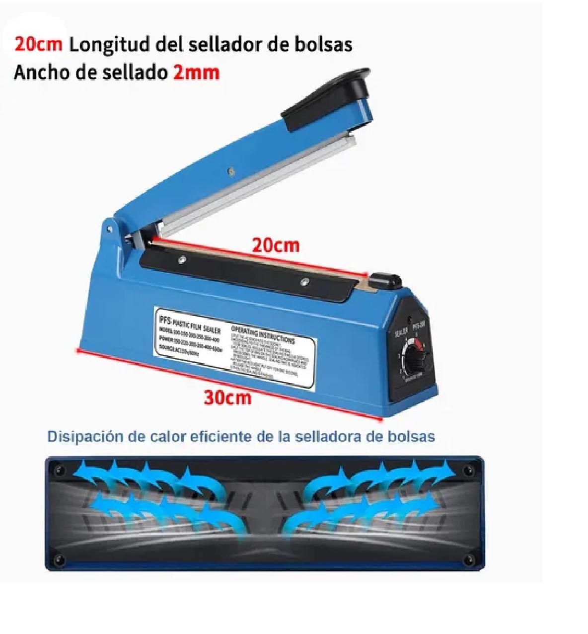 Máquina Selladora Térmica De Bolsas De Plástico De 20cm