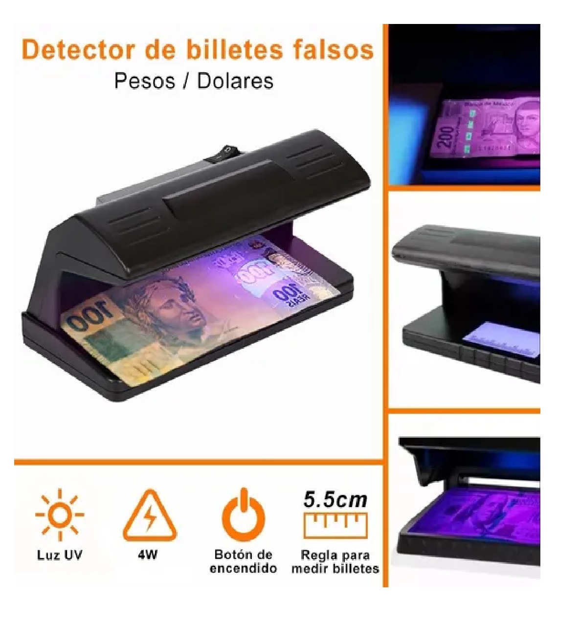 Maquina Con Lámpara Uv Detector De Billetes Falsos