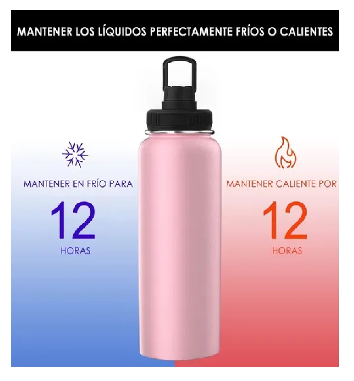 Termo 1.2 L Rosa Acero Inox Stanl 24 Hs Caliente Pico Matero