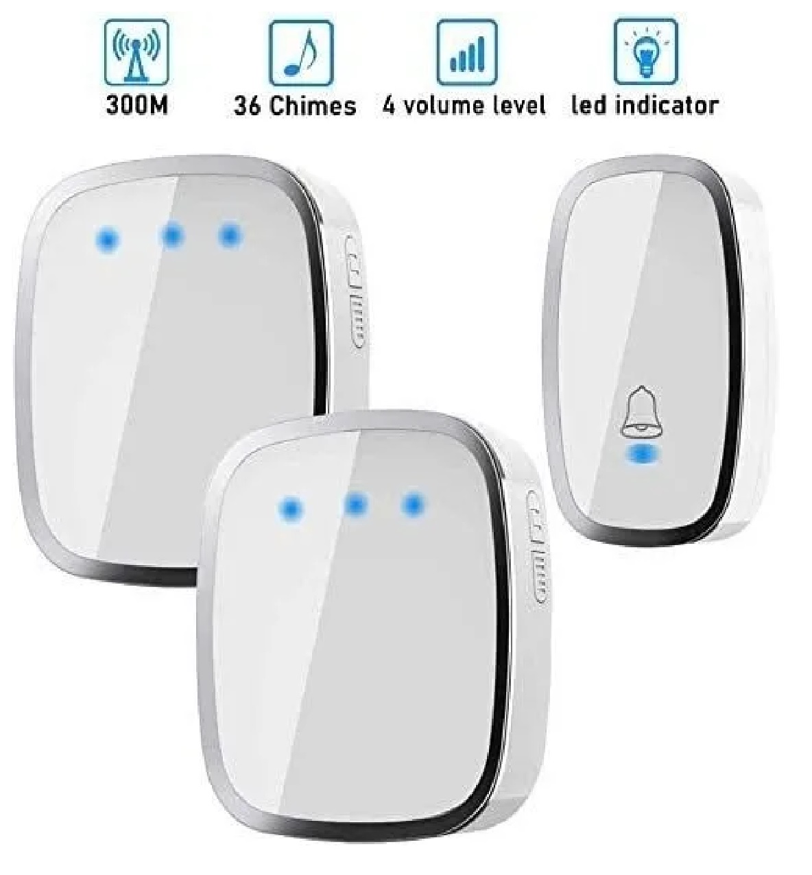 Timbre De Puerta Inalámbrico, 1 Transmisor Y 2 Receptores