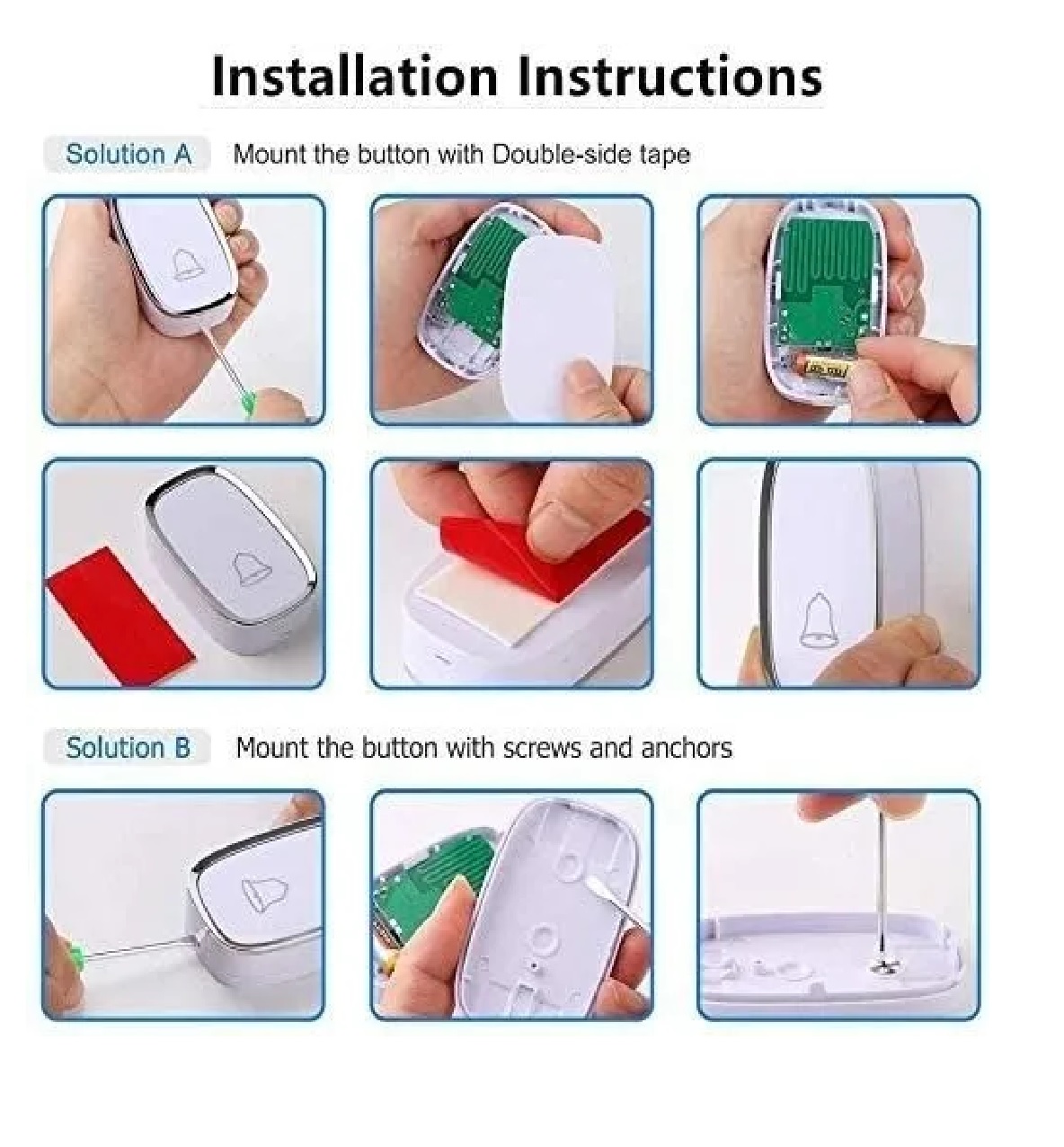 Timbre De Puerta Inalámbrico, 1 Transmisor Y 2 Receptores