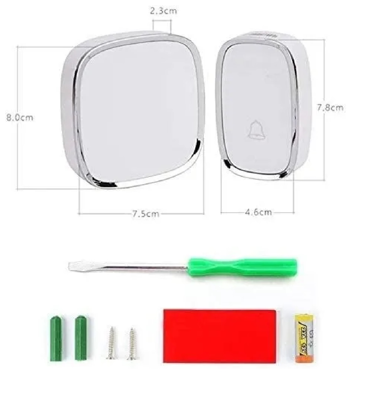 Timbre De Puerta Inalámbrico, 1 Transmisor Y 2 Receptores