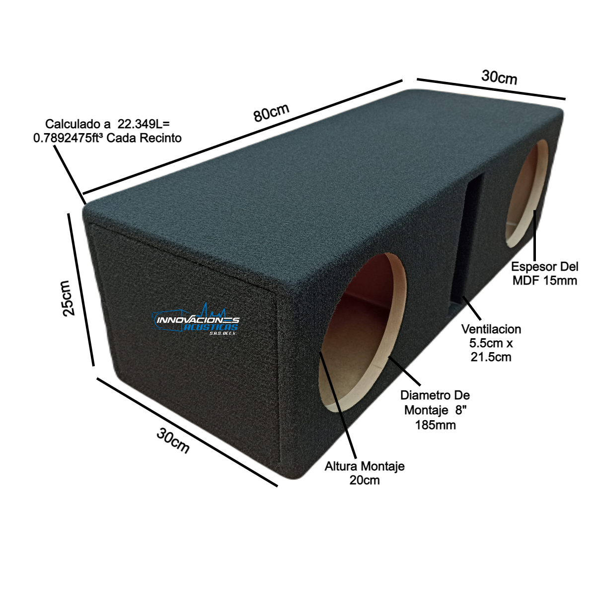 Cajon Para Dos Woofer De 8 Pulgadas Ventilado