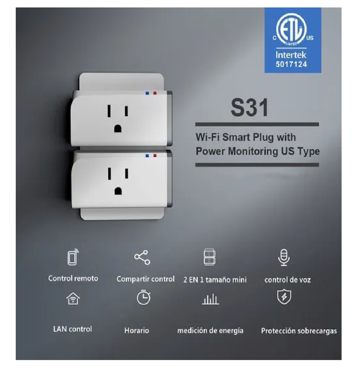 Enchufe Inteligente Wifi Control Voz 15a Contacto Blanco
