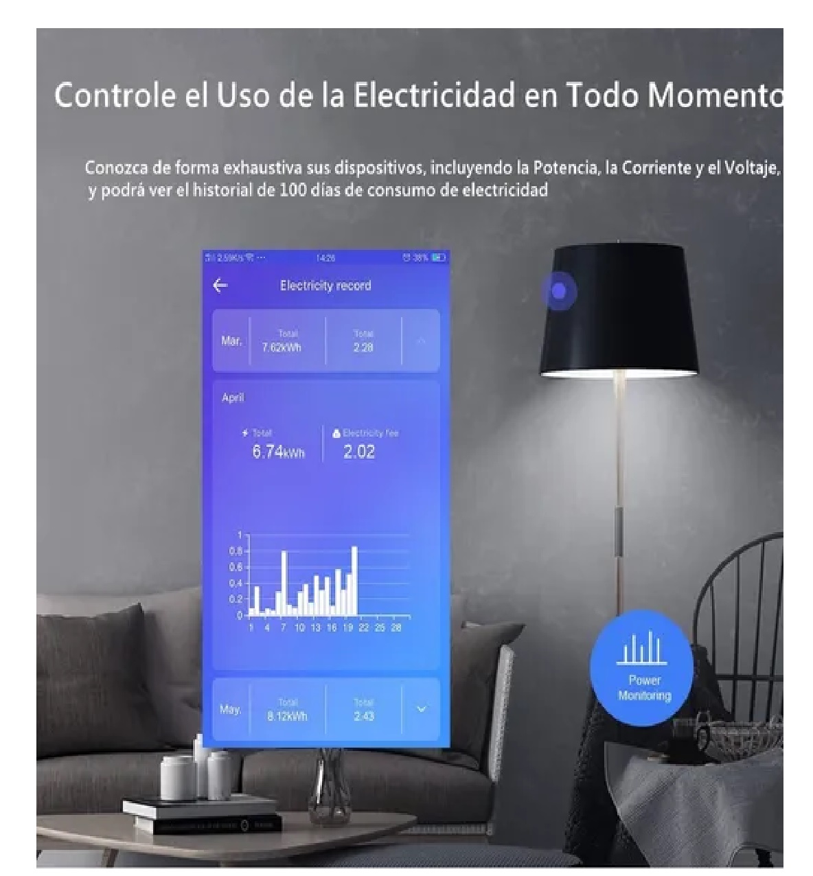Enchufe Inteligente Wifi Control Voz 15a Contacto Blanco